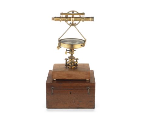 A Gurley brass theodolite, American, third quarter of the 19th century,signed W &amp; E Gurley, Troy, the sighting telescope 