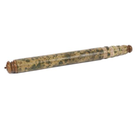 A 1/4-inch refracting telescope, Italian, 18th century,with turned fruitwood eye-piece and objective mounts and caps, four dr