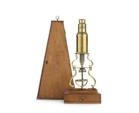 A William Harris brass Culpeper-type compound monocular microscope, English, early 19th century,signed WM Harris, 50 High Hol
