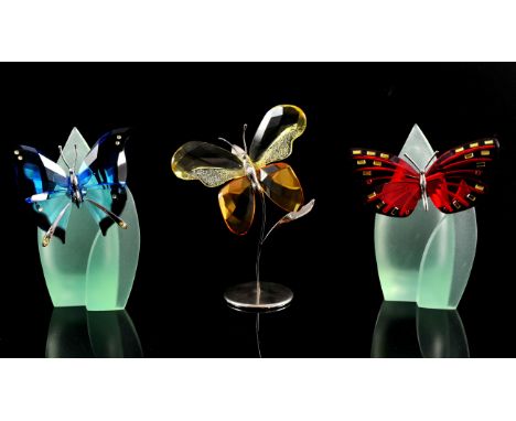 Swarovski crystal glass, three models from the Paradise Bugs range including Paradise Butterfly Adena Light Siam (including l