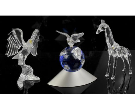 Swarovski crystal glass, three limited edition models to comprise dove of peace sitting on a globe, Planet Vision 2000 by Ant