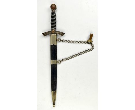 Third Reich Luftwaffe Officer`s dagger, 30.5cm blade by SMF, and scabbard, complete with hanging chains and clipBuyer must be