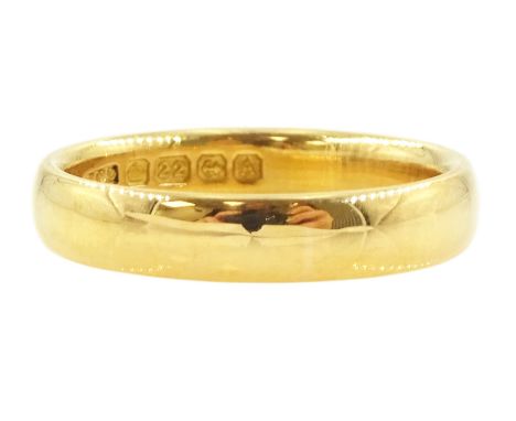 Early 20th century 22ct gold wedding band, Birmingham 1925Condition Report:Approx 4.6gm, size K-L, depth = 3.7mm