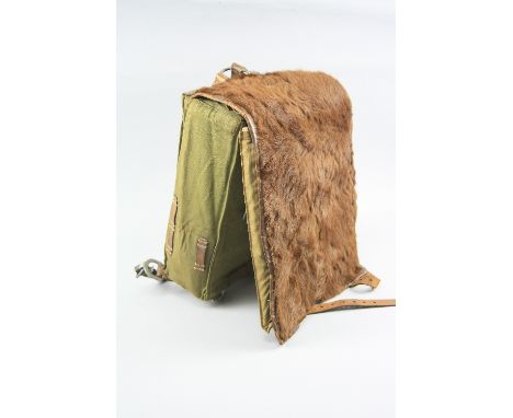 A GERMAN WWII ARMY TORNISTER BAG/BACKPACK, the bag measures approximately 35cm x 30cm x 14cm, the flap is either Horse or Pon