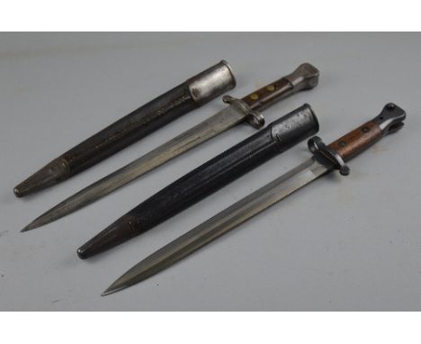 TWO BAYONETS, complete with scabbards, a Victorian British pattern 1888 MK1 bayonet, for the Lee Metford or Long Enfield Rifl