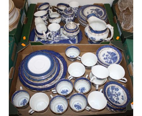 Two boxes of Booth's Real Old Willow pattern tea and dinner waresOverall good condition, with only very light signs of use.