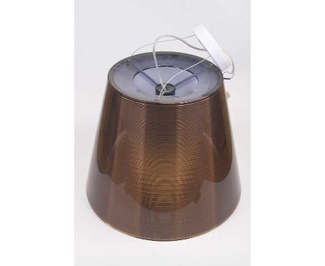 A Philippe Starck ceiling light fitting, the copper coloured shade of ribbed conical form, 31cm