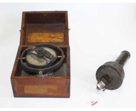 A Heath &amp; Co of London cased naval compass, w.19cm; together with a military compass (2)