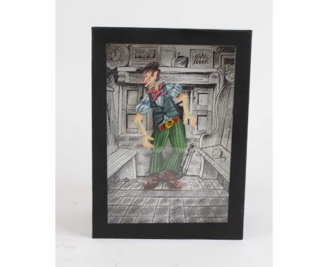 An automata of Steve Monk step dancing at the Laxfield Low House by Ron Fuller, 21 x 15 x 11cmIt does not appear to be workin