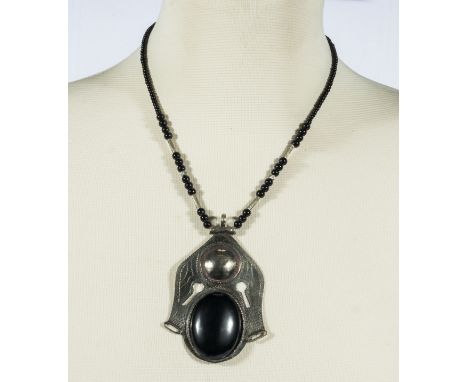 Ebony and silver  tribal necklace from Niger