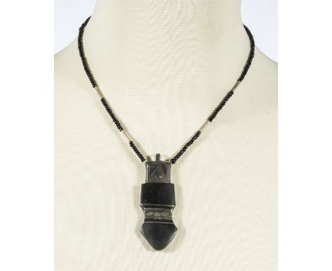 Ebony and silver tribal Tuareg necklace from Niger  