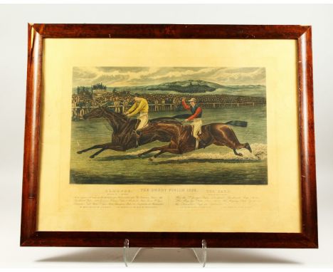 AFTER S. R. WOMBILL Colour Print.  THE DERBY FINISH 1886.  Engraved by C. HUNT. Image 33cms x 54cms.