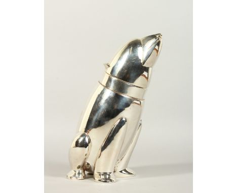A PLATED POLAR BEAR COCKTAIL SHAKER. 26cms high.