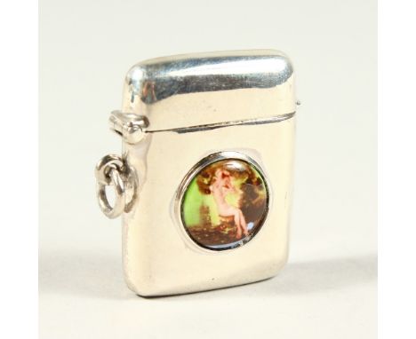 A SILVER AND ENAMEL NUDE VESTA.