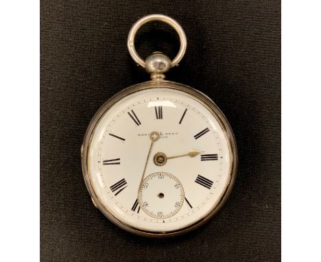 A Victorian silver pocket watch, white enamel dial, signed KENDAL &amp; DENT, LONDON, bold Roman numerals, subsidiary seconds
