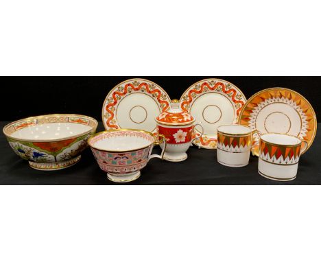 An early 19th century Spode, pattern no. 868 teacup in Kakiemon style enamel decoration with rich gilding, c.1810; a slop bow