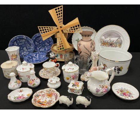 Ceramics - Royal Crown Derby Posies lidded preserve jar, jug, trinket dish etc Beswick Black face sheep, novelty wind mill ta