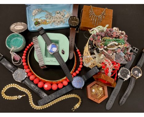 Watches &amp; Jewellery - a 9ct gold opal mounted pendant, 9ct rose gold cross pendant etc 5.8g gross;  Marc Jacobs cushion w