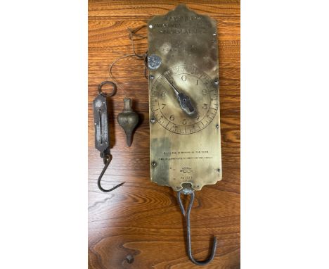 A set of class II Salters improved circular spring balance scales, to weight 30lbs by ounces, with customs stamp, smaller poc