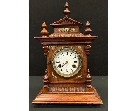 A 19th century Junghan's mantle clock, white enamel dial, Roman numerals, eight day striking movement, 42.5cm high, 25.8cm wi