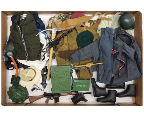 Palitoy Action Man vintage loose clothing/accessories to include guns, various part outfits, helmets/hats plus others - see p