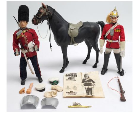 Palitoy Action Man vintage loose/unboxed group to include (1) flock hair figure, wearing ceremonial Life Guards uniform with 