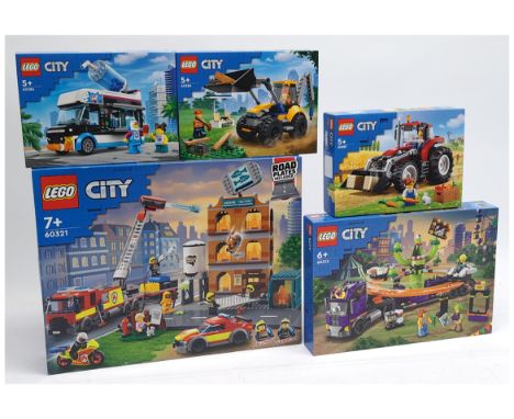 Lego (Sealed) City group to include (1) #60287 Tractor; (2) #60313 Space Ride Amusement Truck; (3) #60321 Fire Brigade, plus 