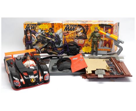 Hasbro modern Action Man group to include (1) Mission HQ; (2) DR. X Chopper MOTO, both appear to be generally Good within Fai