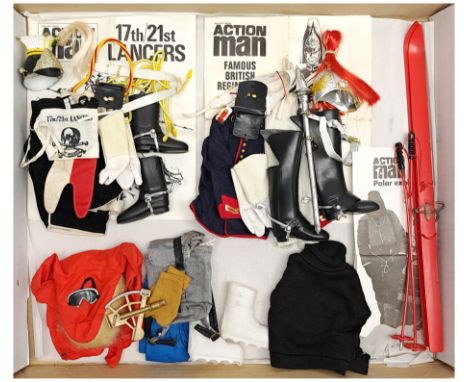 Palitoy Action Man vintage loose/unboxed group to include: (1) Blues &amp; Royals outfit comprising tunic, breeches, gauntlet