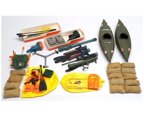 Palitoy Action Man vintage loose accessories to include #34173 Royal Marines Exploration Team - dinghy with accessories, surv
