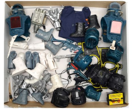 Palitoy Action Man vintage loose Space related accessories to include helmets, weapons, boots, gloves, plus others - see phot