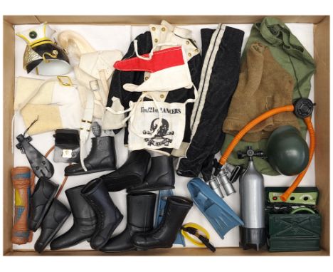 Palitoy Action Man vintage loose clothing/accessories to include various part outfits (mostly the 17th-21st Lancers), boots, 