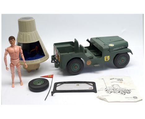 Palitoy/Marx Toys Action Man vintage loose/unboxed group to include (1) undressed, flock hair, plastic hands figure; (2) #347