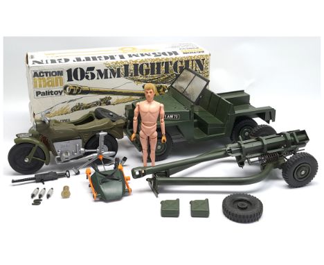 Palitoy/Cherilea Action Man vintage group to include (1) flock hair undressed action man figure; (2) loose/unboxed 34713 Land