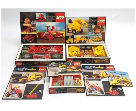 Lego Technic group to include (1) #850 Fork Lift; (2) #851 Tractor; (3) #870 Power Pack, all include instruction leaflets, no