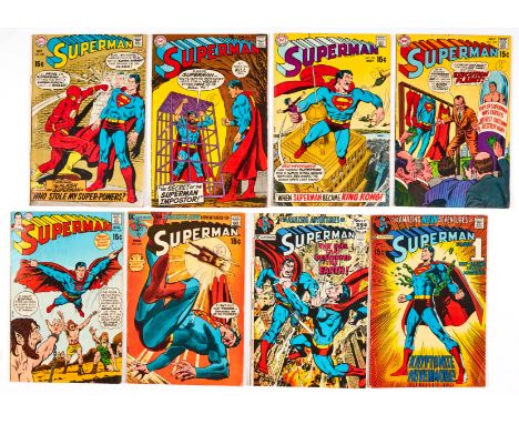 Superman (1969-71) 220, 225, 226, 228, 229, 233, 234, 242. # 233: cover off upper staple [gd/vg], balance [vg/fn-] (8). No Re