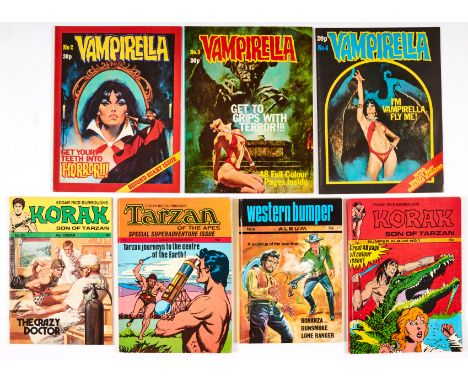 Vampirella 2-4 (1975), Korak Bumper Album 1, Korak 20, Tarzan Superadventure 7 (1973) and Western Bumper Album 6 (1970s). Vam