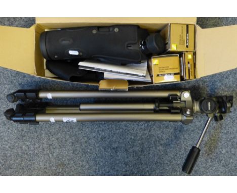 A Nikon spotting scope RA365WP with various lenses and a Velborn tripod