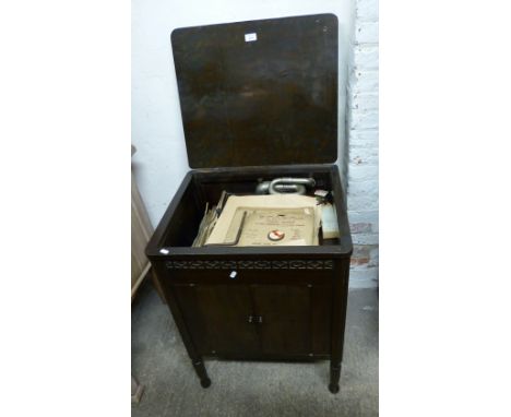 A cabinet gramophone with built-in speaker and Gilbert pick-up