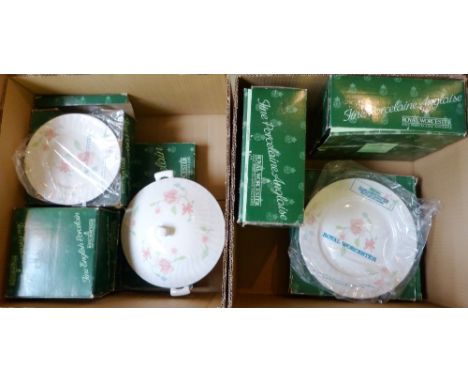 A collection of Royal Worcester Bouquet ware - plates and tureens, boxed (2)