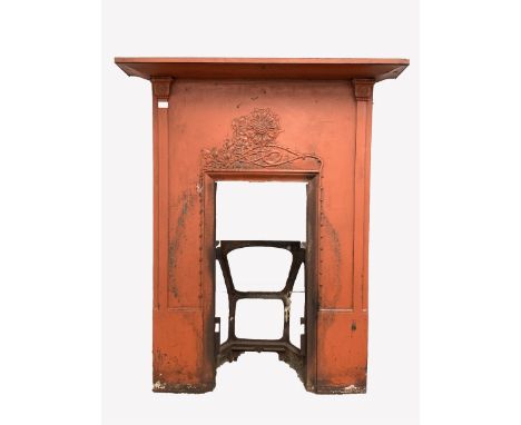  Victorian cast iron bedroom fire surround, with rose and trailing thorn decoration, W108cm, H131cm, Aperture Width 37cm, Ape