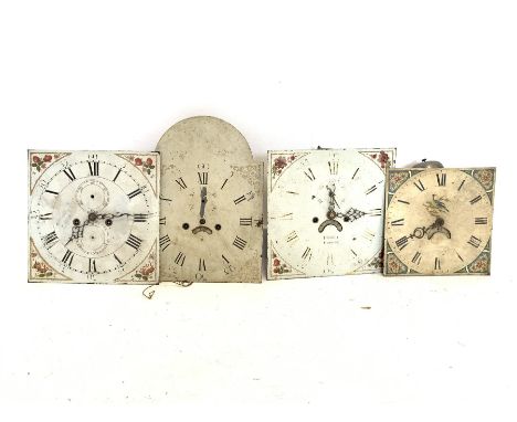  Three eight day white painted enamel longcase clock dial and movements, and a 30 hour dial and movement (4)   - Condition Re