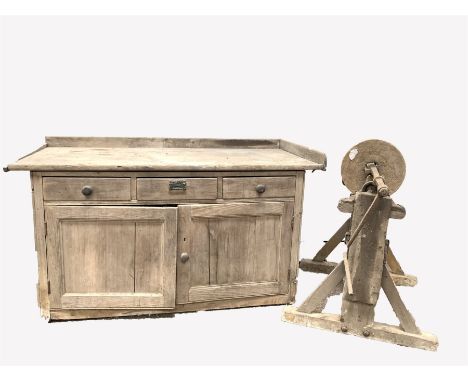  19th century oak farmhouse sideboard, with three drawers over two cupboard doors enclosing shelf, (W157cm, H97cm, D76cm) tog