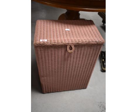 A vintage Lloyd Loom Lusty pink painted linen basket 54cm