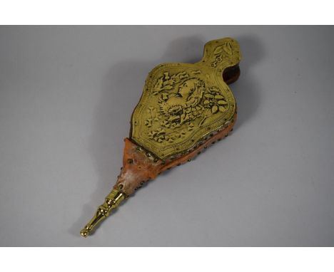 A Pair of Commemorative, Brass Mounted Victorian Bellows with Embossed Decoration, Portrait of Queen Victoria and Inscribed '