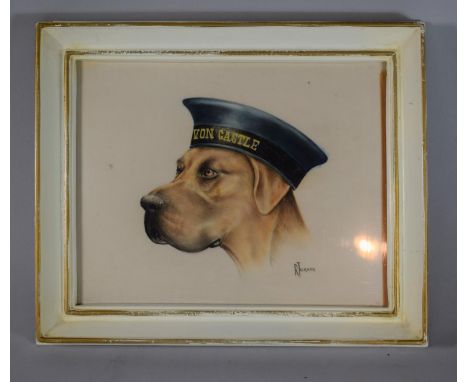 A Framed R Turner Print of Dog in Sailors Hat 'Von Castle' 29.5cm x 24.5cm 