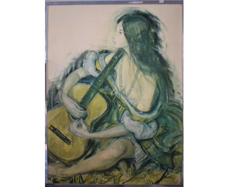 A Framed Sheldon Clyde Schoneberg Print, "Deborah Dreaming" New York Graphic Society, 79x104cm 