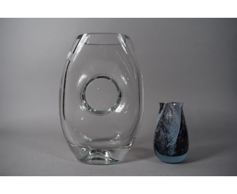 A Heavy Studio Glass Vase Together with a Caithness Vase, Largest 26cms High 