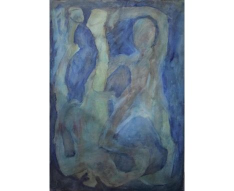 A Large Mounted but Unframed Erotic Oil Sketch on Canvas, 120x84cms 