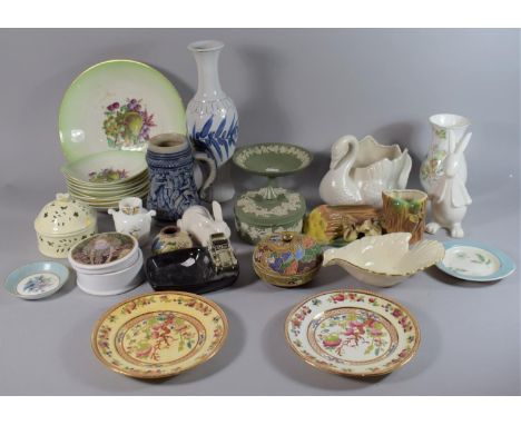 A Collection of Ceramics to Include Mayfair Pottery Fruit Set, Salt Glazed Tankard with Hunting Scene, Wedgwood Jasperware Ta